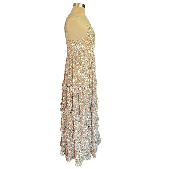 Altar'd State Gretchen Maxi Dress Cream/Taupe Tiered Ruffled MED Cottage Fairy - Picture 5 of 12